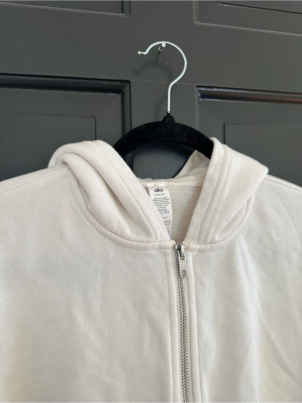 Alo Yoga Sweet Escape Zip Up Hoodie Ivory Cropped Full Zip Sweatshirt Small - Picture 8 of 14